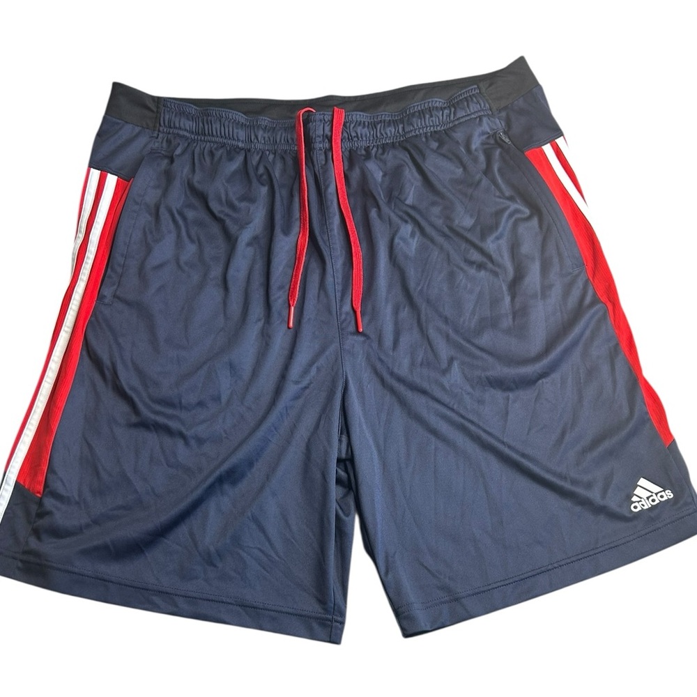 Adidas AEROREADY Primegreen 2XL Basketball Shorts Navy Red White Stripes